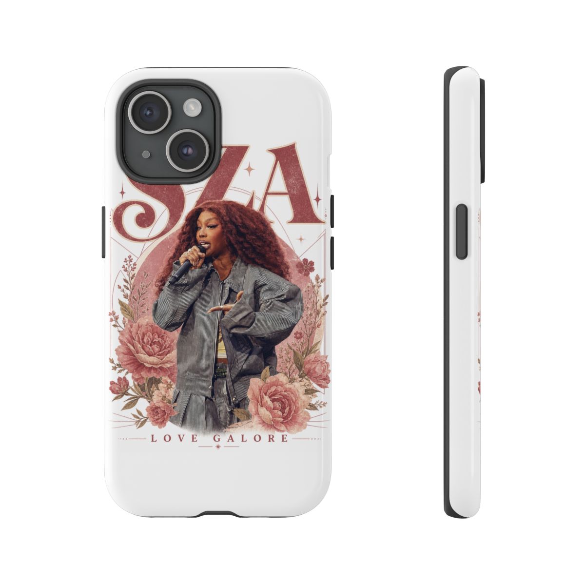 SZA " in a bold, retro serif font at the top. " Phone Case - alternate angle 5, merchandise