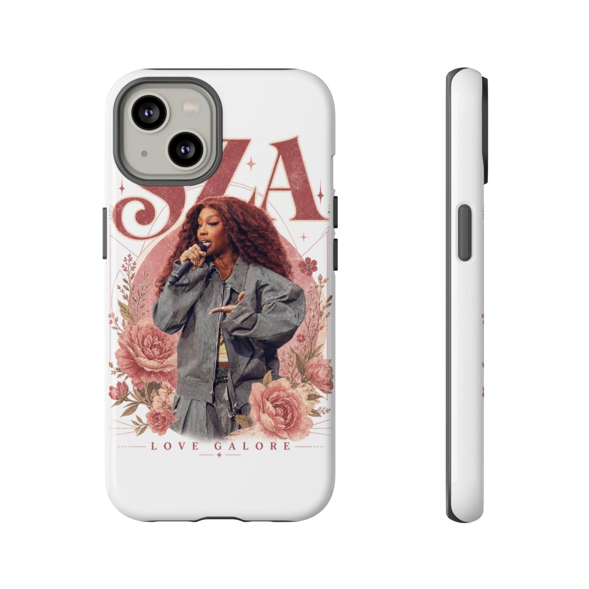 SZA " in a bold, retro serif font at the top. " Phone Case - alternate angle 1, merchandise