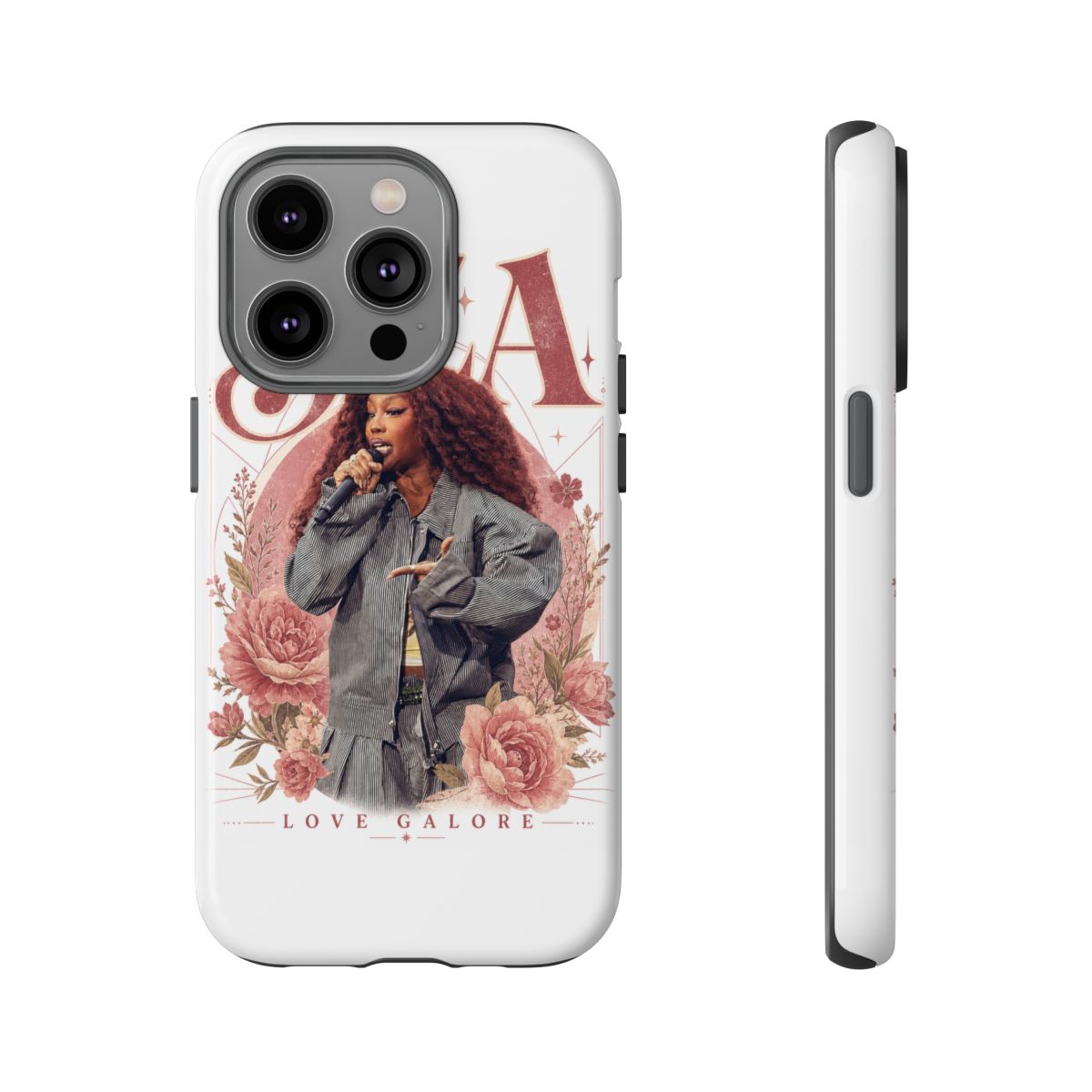 SZA " in a bold, retro serif font at the top. " Phone Case - alternate angle 2, merchandise