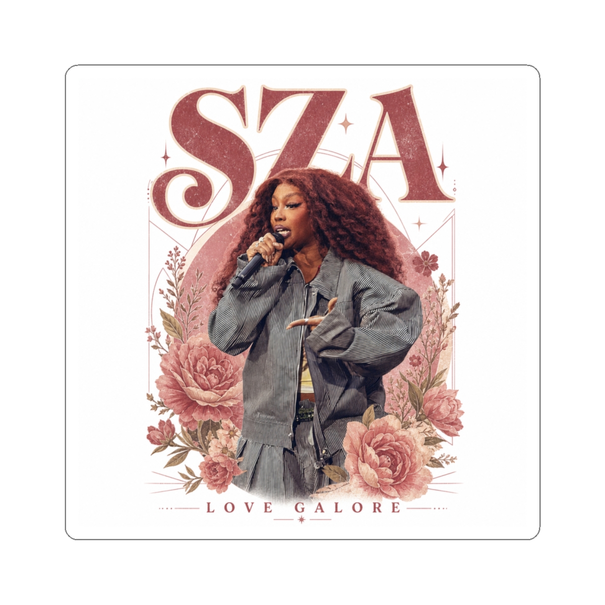 SZA " in a bold, retro serif font at the top. " Sticker - Official Stickers merchandise