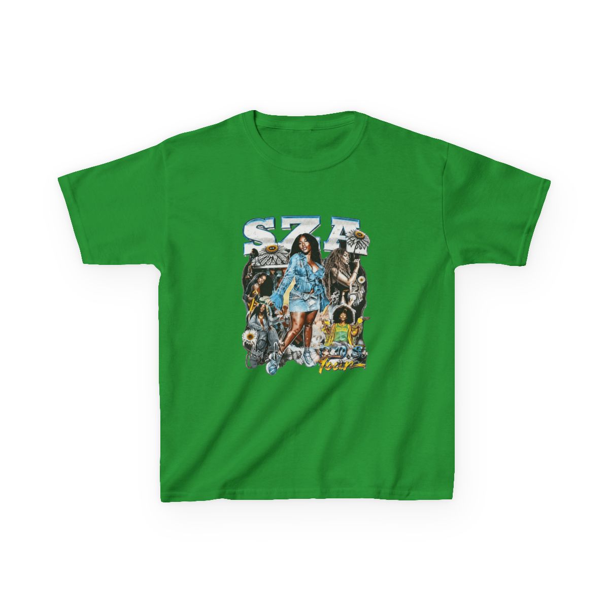 SZA SOS Tour Vintage Bootleg Collage Kids T-Shirt - alternate angle 4, merchandise