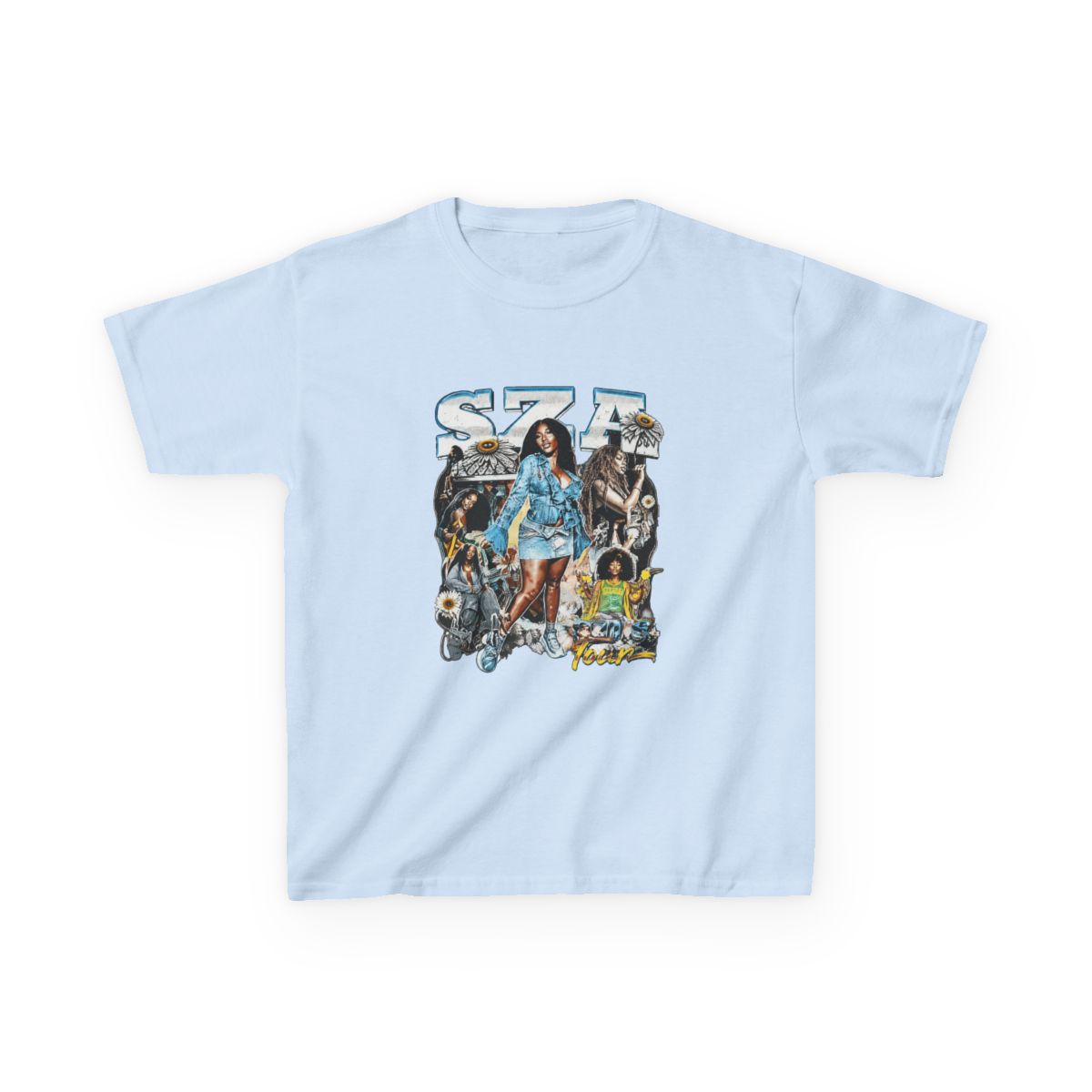 SZA SOS Tour Vintage Bootleg Collage Kids T-Shirt - alternate angle 5, merchandise