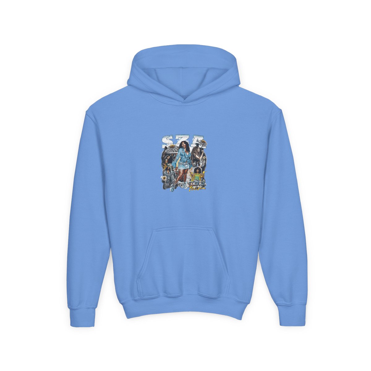 SZA SOS Tour Vintage Bootleg Collage Kids Hoodie - alternate angle 5, merchandise