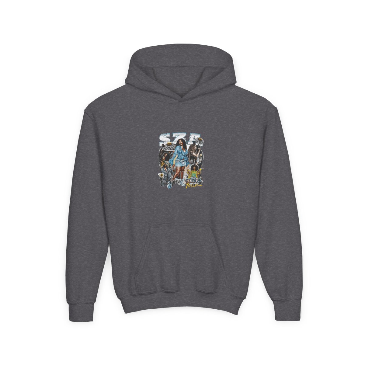 SZA SOS Tour Vintage Bootleg Collage Kids Hoodie - alternate angle 4, merchandise