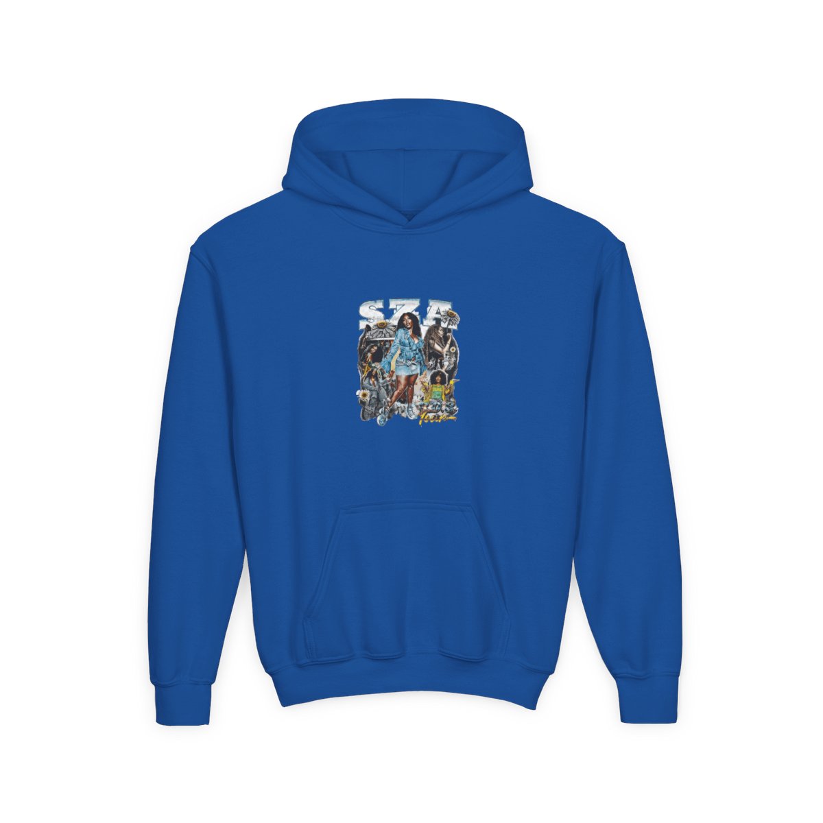 SZA SOS Tour Vintage Bootleg Collage Kids Hoodie - alternate angle 5, merchandise
