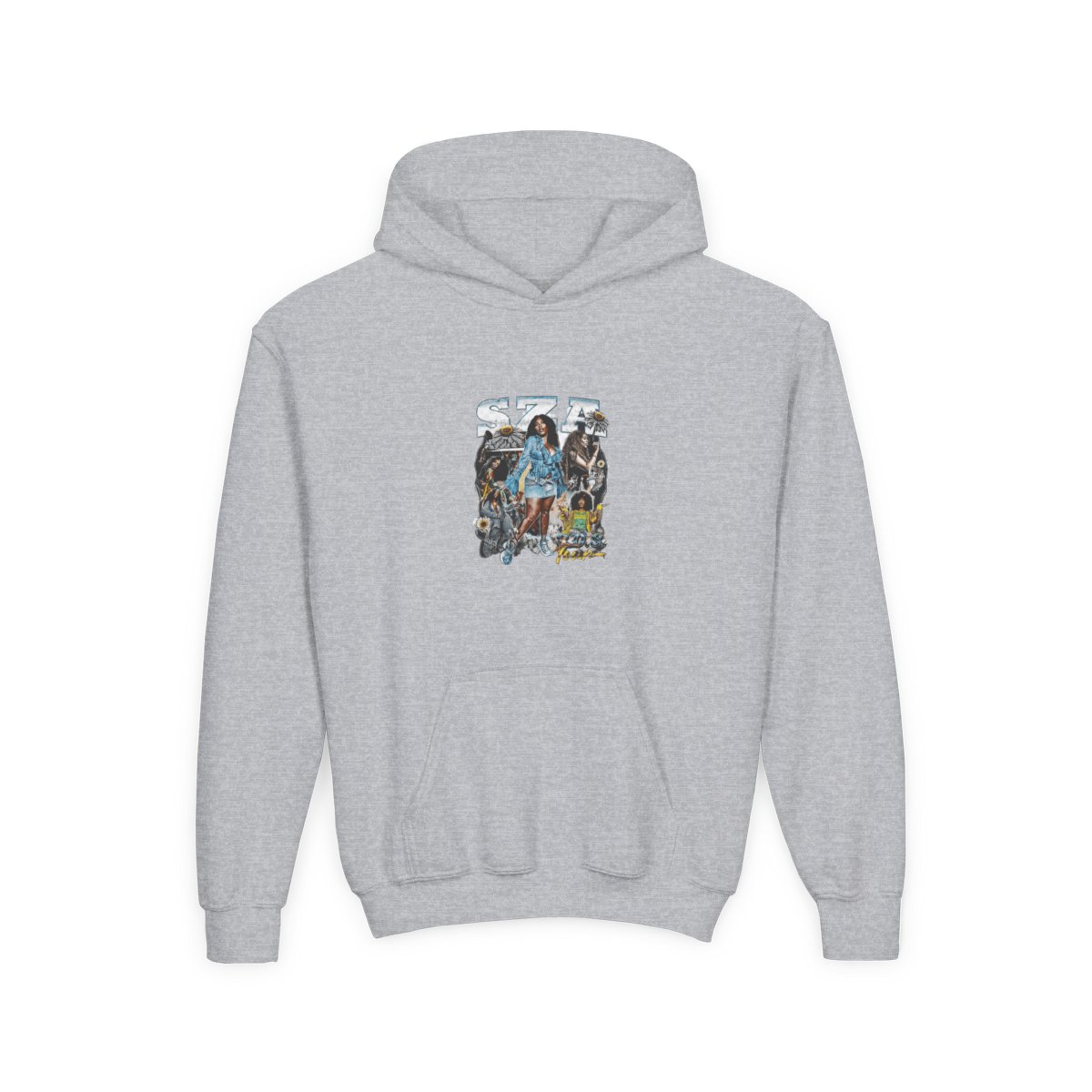 SZA SOS Tour Vintage Bootleg Collage Kids Hoodie - alternate angle 2, merchandise