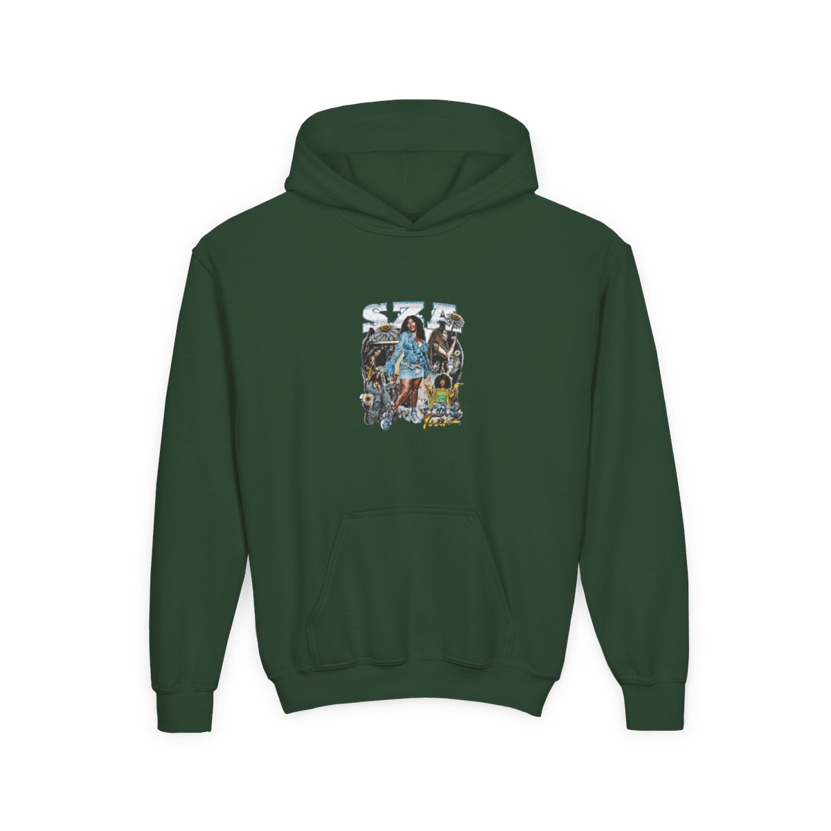 SZA SOS Tour Vintage Bootleg Collage Kids Hoodie - alternate angle 3, merchandise