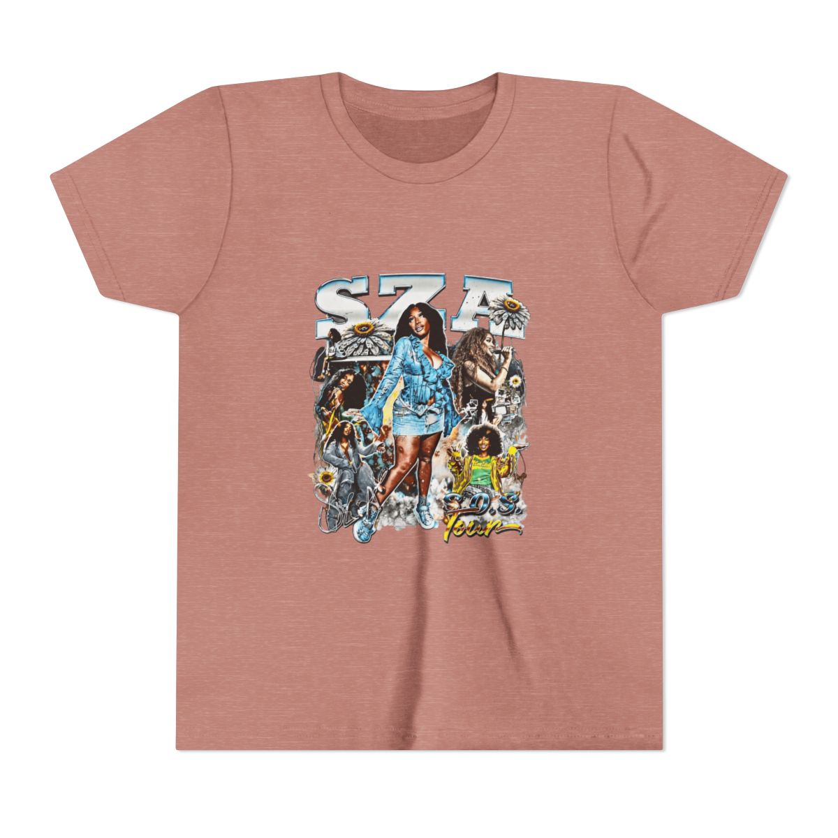 SZA SOS Tour Vintage Bootleg Collage Kids T Shirt - alternate angle 2, merchandise